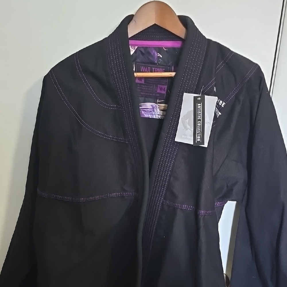 Black Martial Arts Gi with Purple Stitching